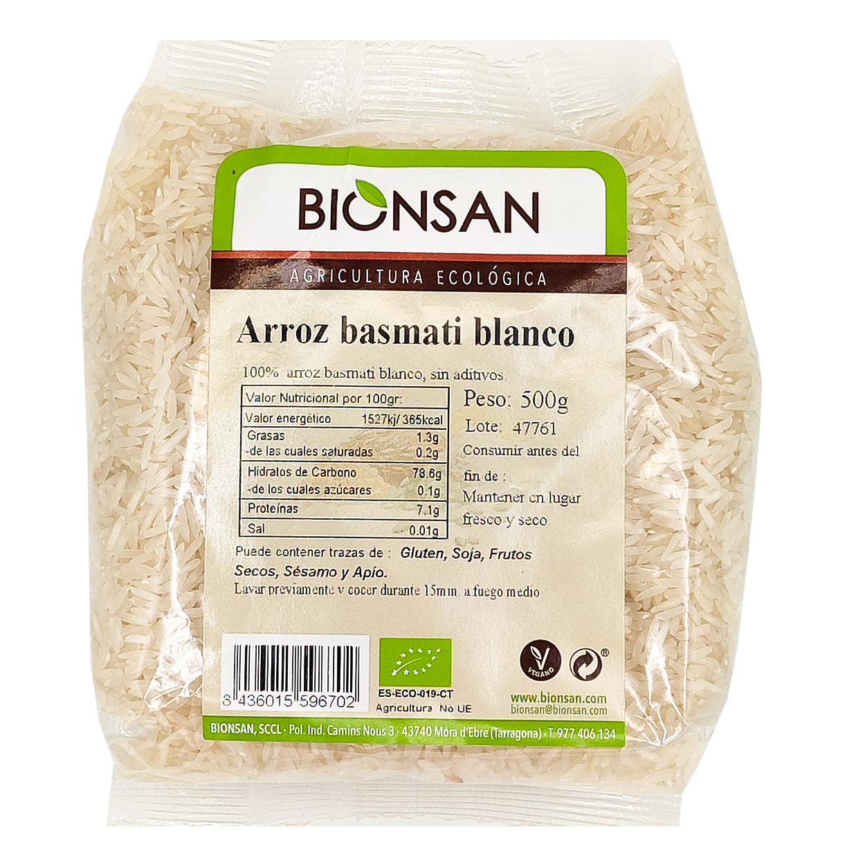 Arroz Basmati Blanco Eco Bionsan 500gr_0