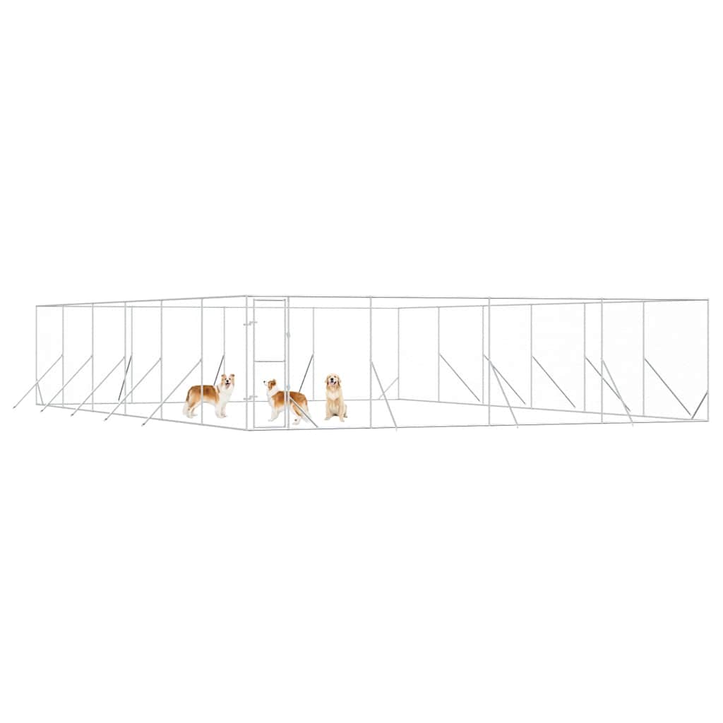 Perrera De Exterior Acero Galvanizado Plateado 8x12x2 M_3