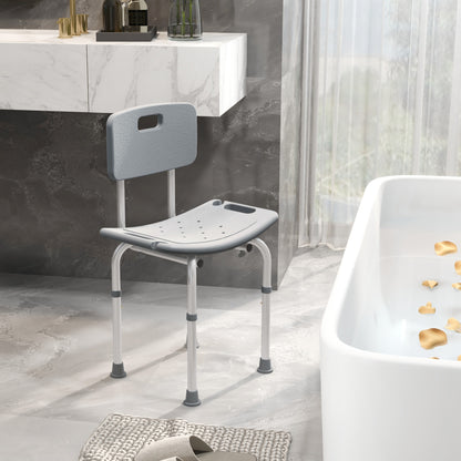 Silla De Ducha Homcom Aleación De Aluminio, Pe Gris 43x50,6x88 Cm_4