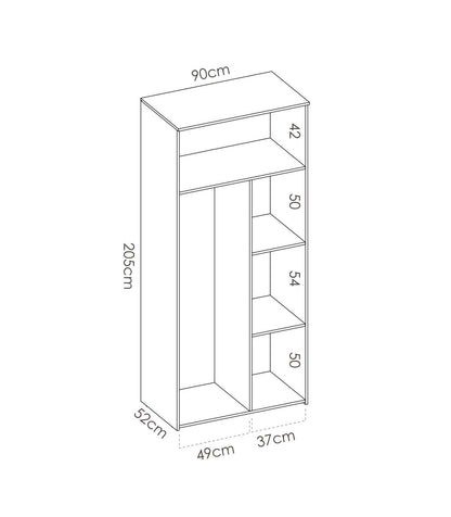 Armario Ropero 2 Puertas Abatibles Santisteban Blanco/natural, 205 Cm(alto) 90 Cm(ancho) 5_5