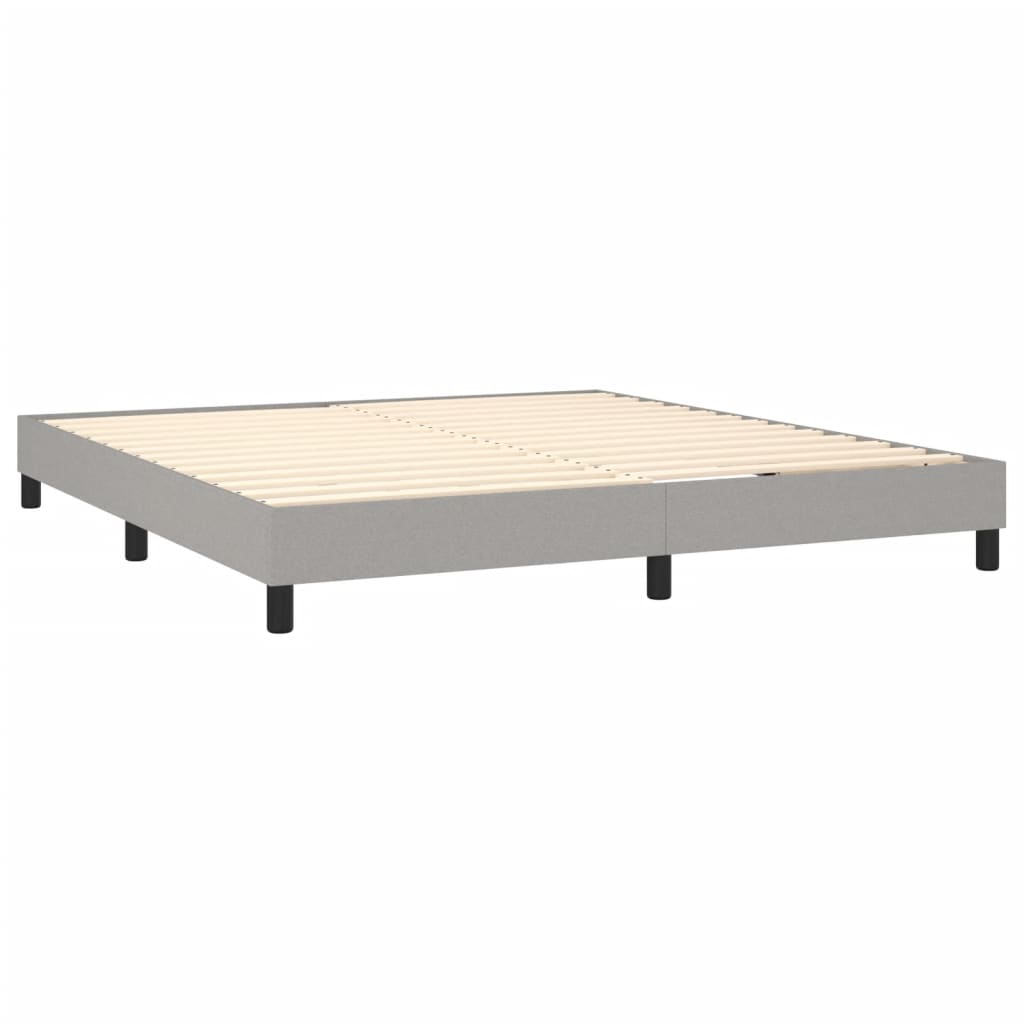 Cama Box Spring Colchón Y Luces Led Tela Gris Claro 180x200 Cm / Vetonek_5