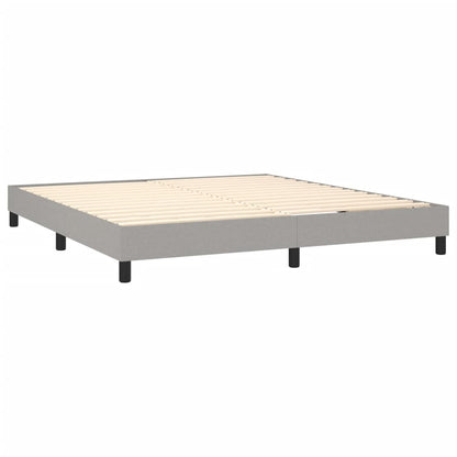 Cama Box Spring Colchón Y Luces Led Tela Gris Claro 180x200 Cm / Vetonek_5