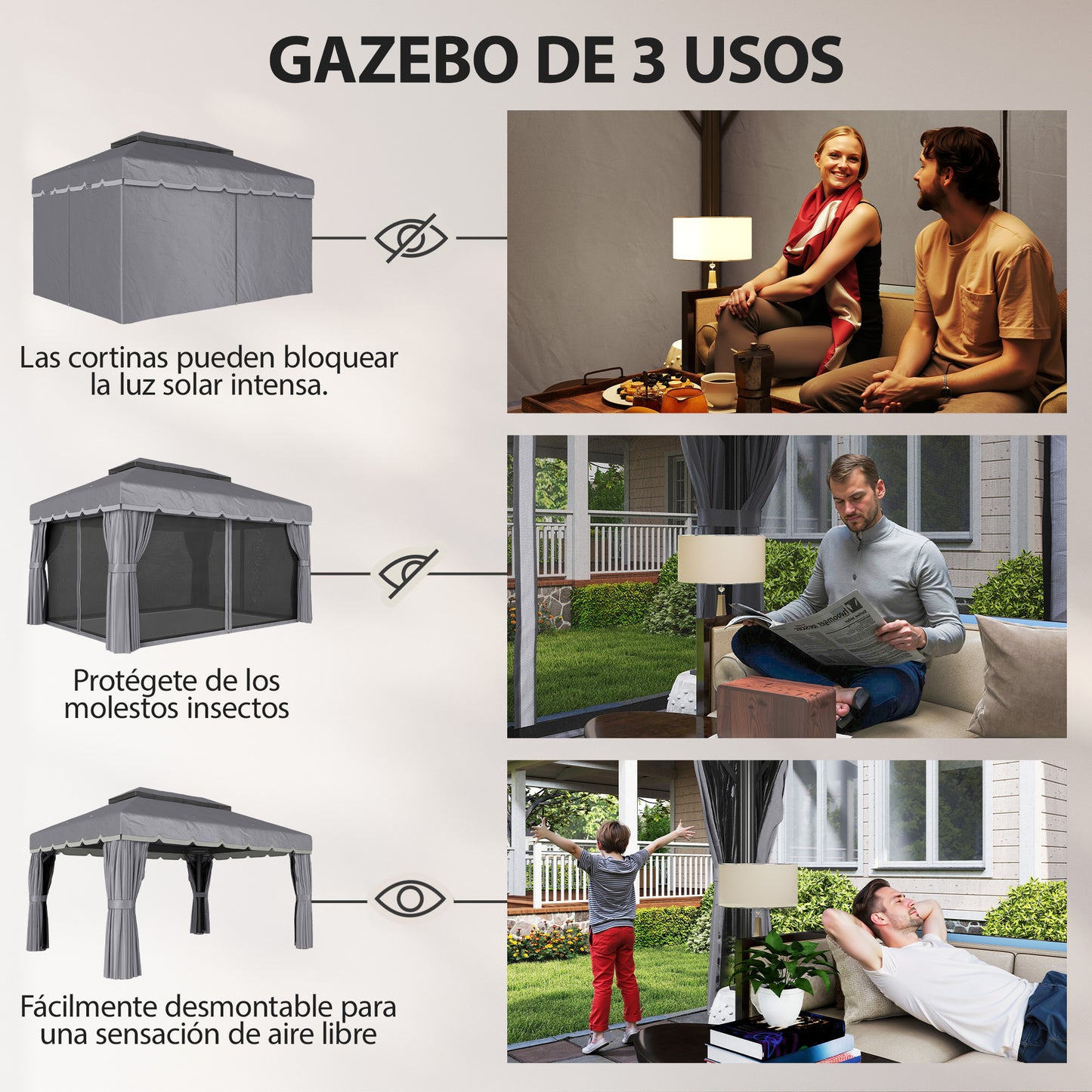 Outsunny Cenador De Jardín 4x3 M_4