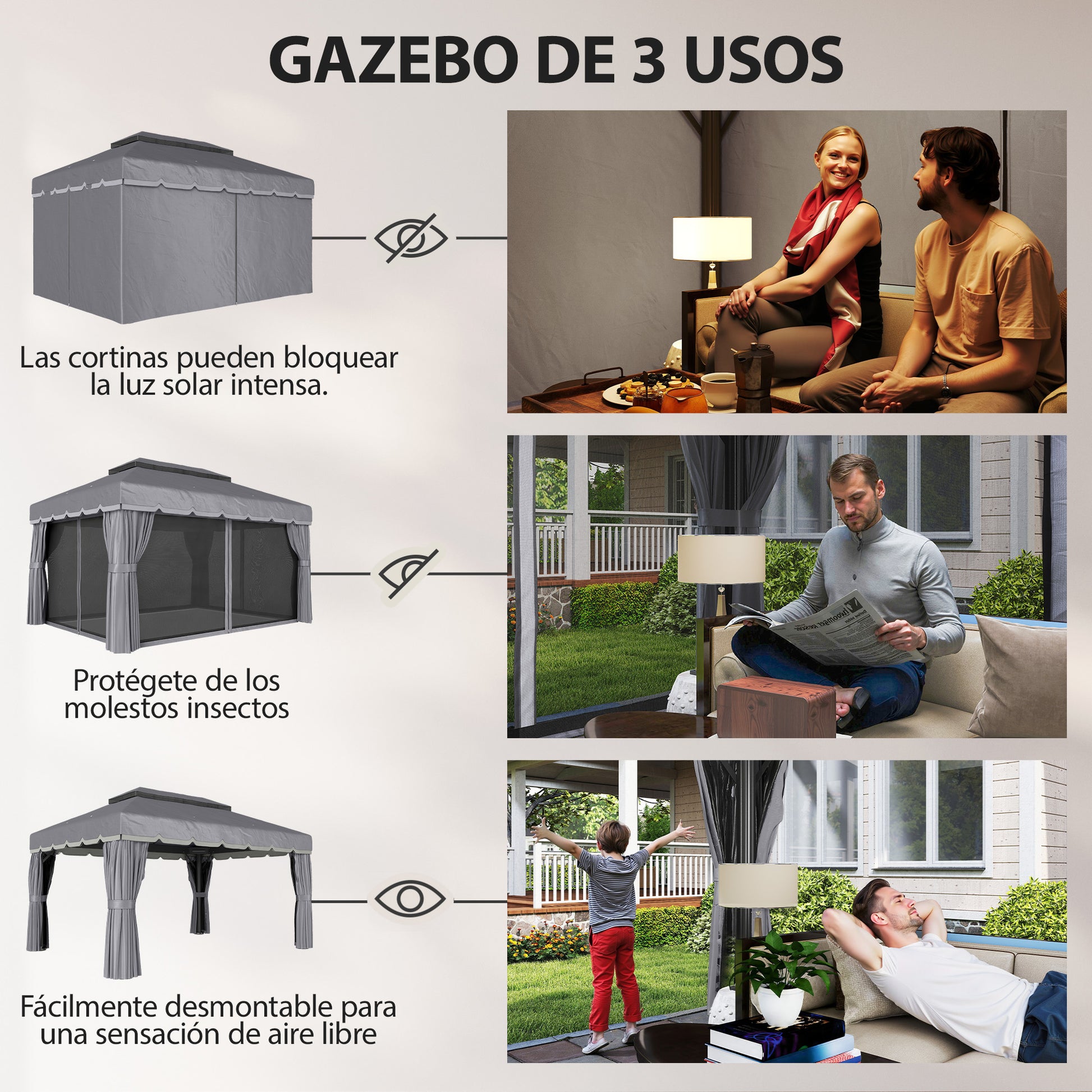 Outsunny Cenador De Jardín 4x3 M_4