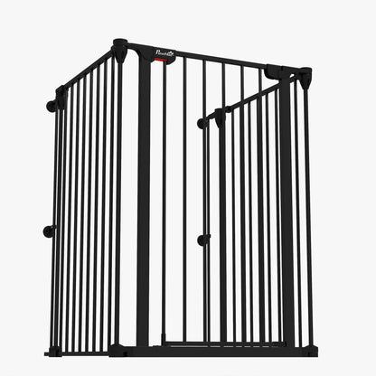 Pawhut Barrera Para Perros Plegable De Acero Con 3 Paneles 206x90cm Negro_3