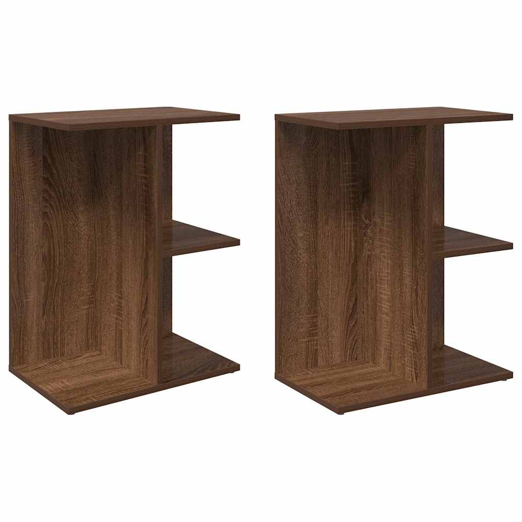 Mesitas De Noche 2 Uds Madera De Ingeniería Marrón Roble_0