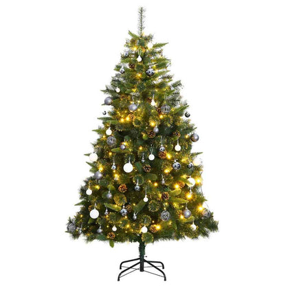 Vidaxl Árbol De Navidad Artificial Con Bisagras 300 Led Y Bolas 210 Cm_0