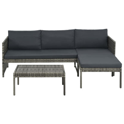 Vidaxl Set De Muebles De Jardín 3 Pzas Y Cojines Ratán Sintético Gris_1