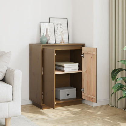 Aparador De Madera Maciza De Pino Marrón Miel 60x34x75 Cm / Vetonek_2