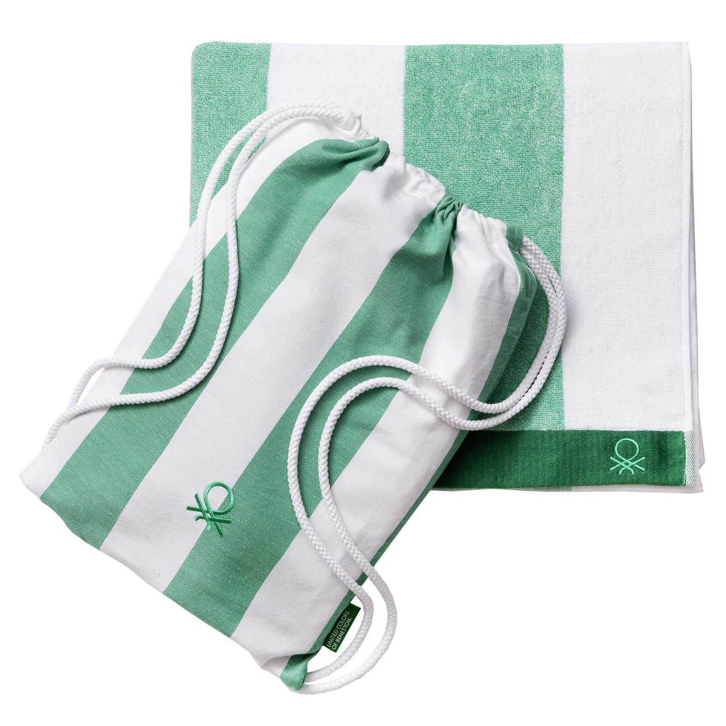 Set 2pc Toalla De Playa (toalla 90x160cm + Bolsa 144tc Hilo Teñido) Verde Rainbow Be_2