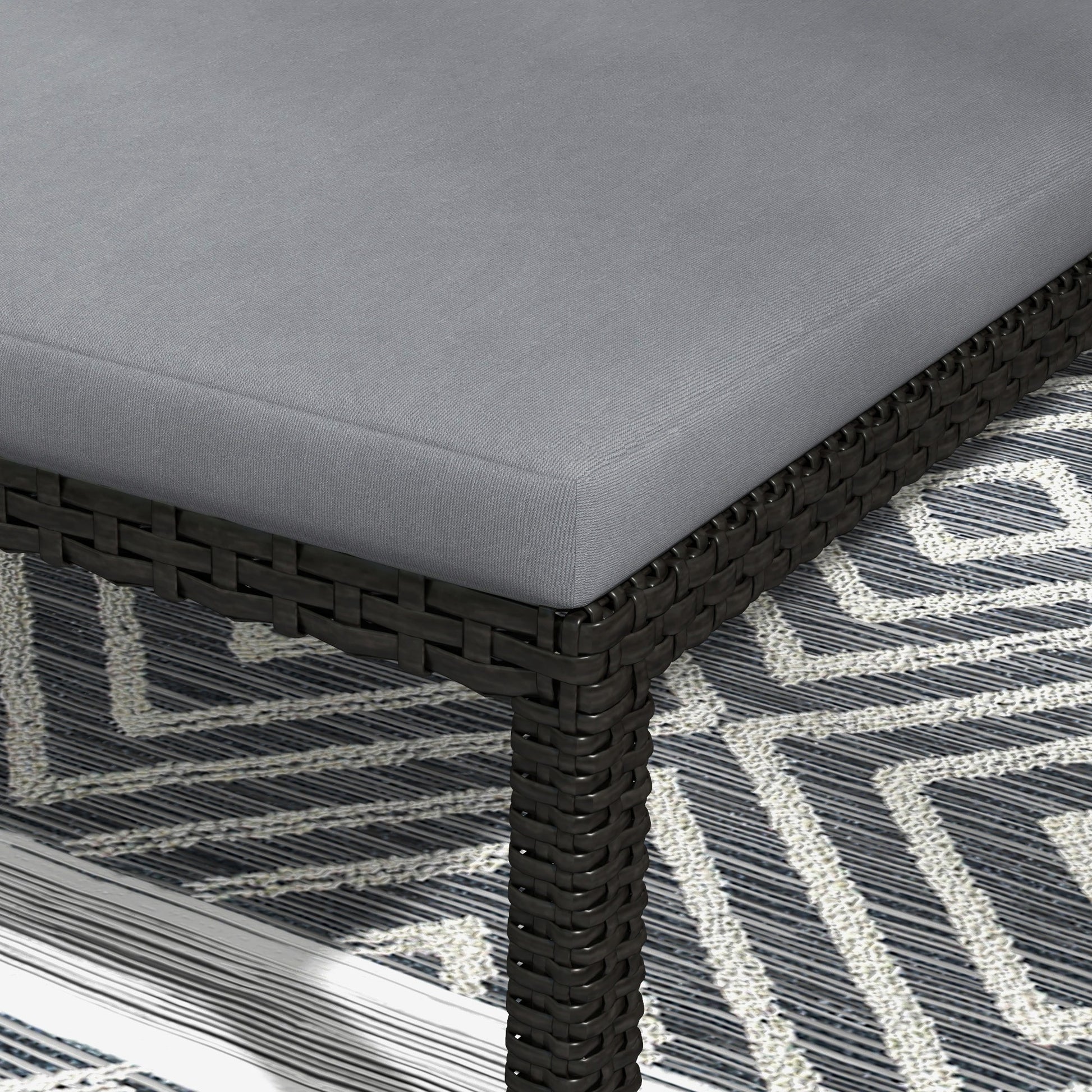 Outsunny Pack De 2 Tumbonas De Ratán Con Respaldo Ajustable 73x200x48cm Gris_4