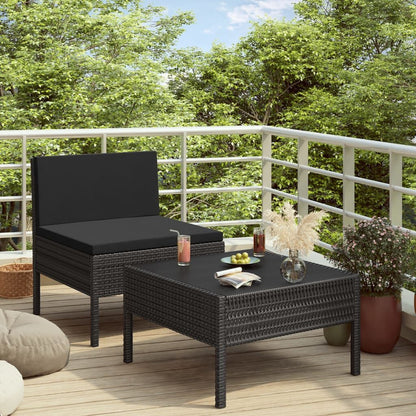 Vidaxl Set Muebles De Jardín 2 Piezas Y Cojines Ratán Sintético Negro_1