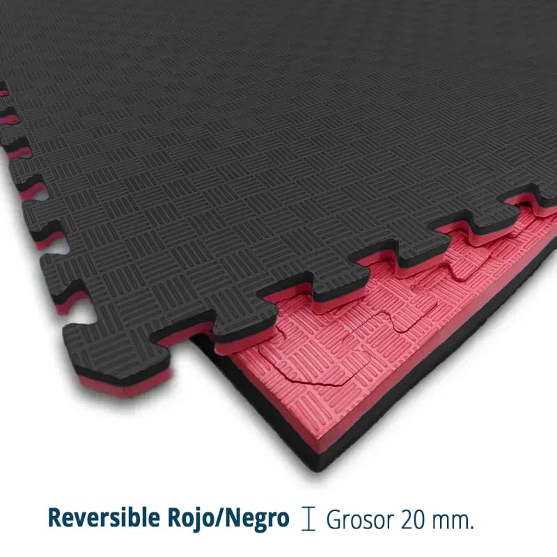 Artatami® Tatami Puzzle 1x1x25 Mm Rojo - Negro Pack Ahorro【12 Unidades】gimnasios - Fitness - Pilates - Yoga_4