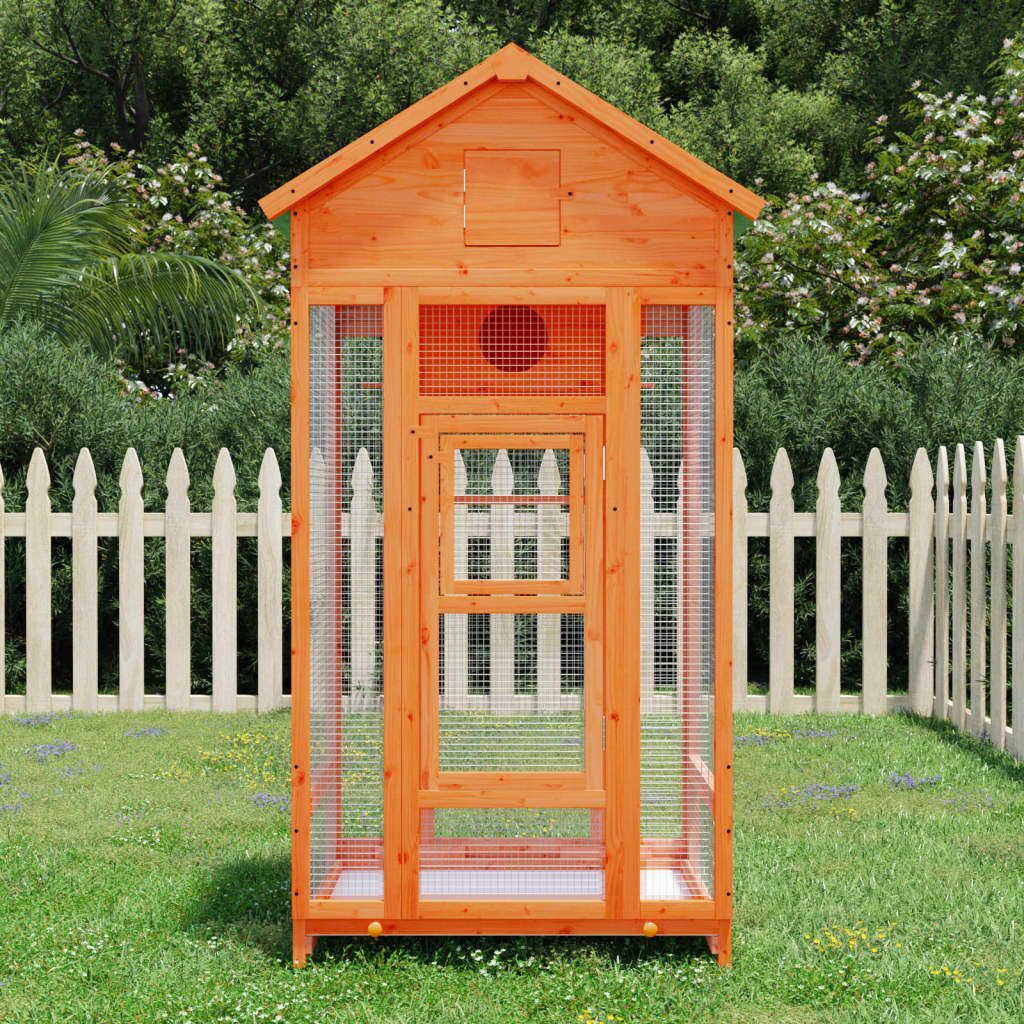 Vidaxl Casita Para Pájaros Madera Maciza Pino Marrón 91,5x53x170 Cm_1