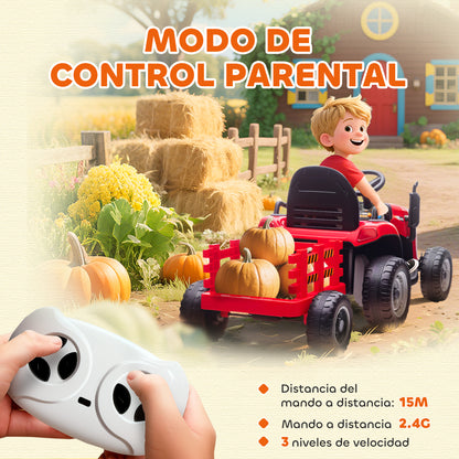 Aiyaplay Tractor Eléctrico Para Niños Con Remolque Desmontable Rojo_5