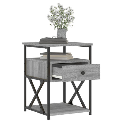 Mesita De Noche Madera De Ingeniería Gris Sonoma 40x42x55 Cm_2