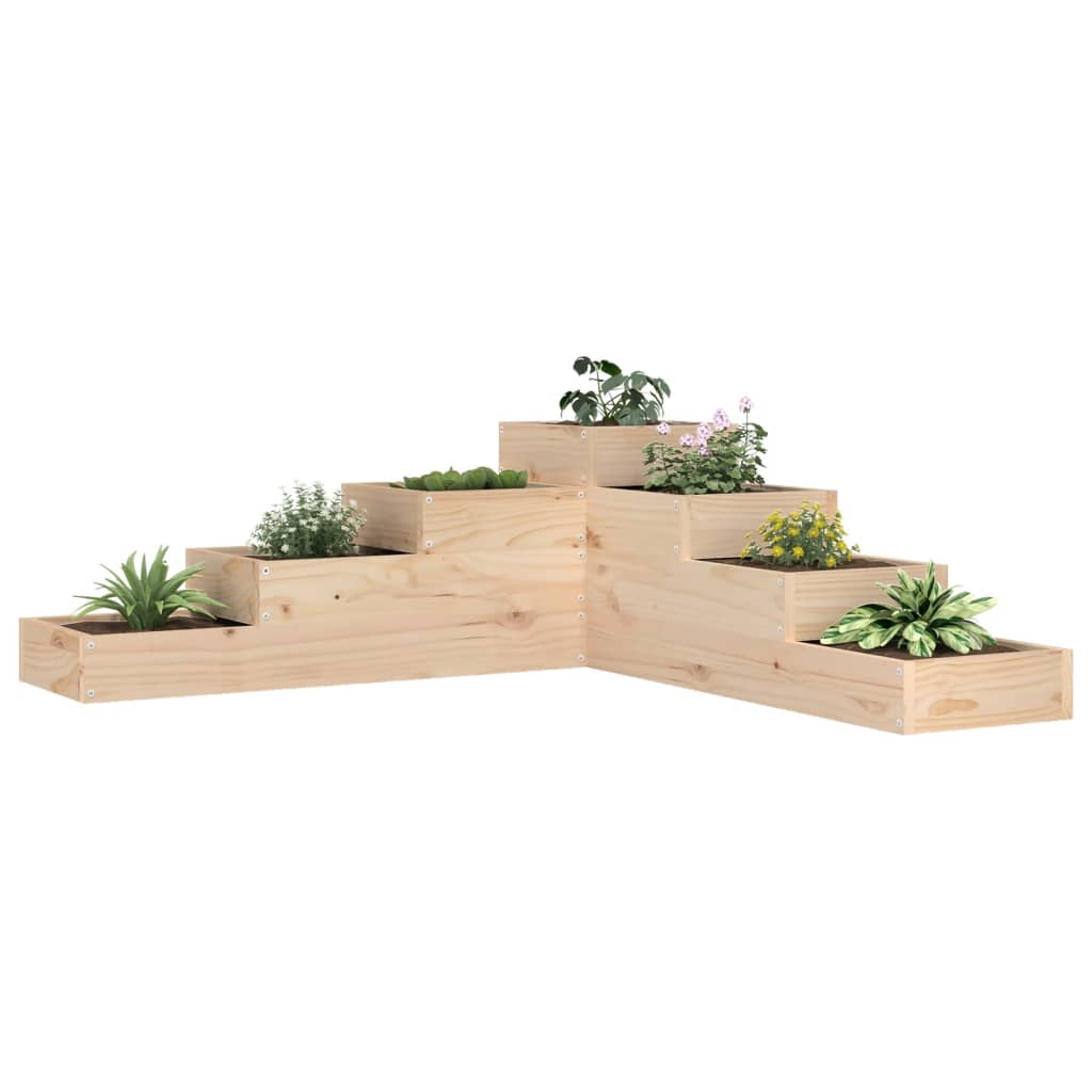Jardinera De Jardín De 4 Niveles, 106 X 104,5 X 36 Cm, Madera Maciza De Pino_1