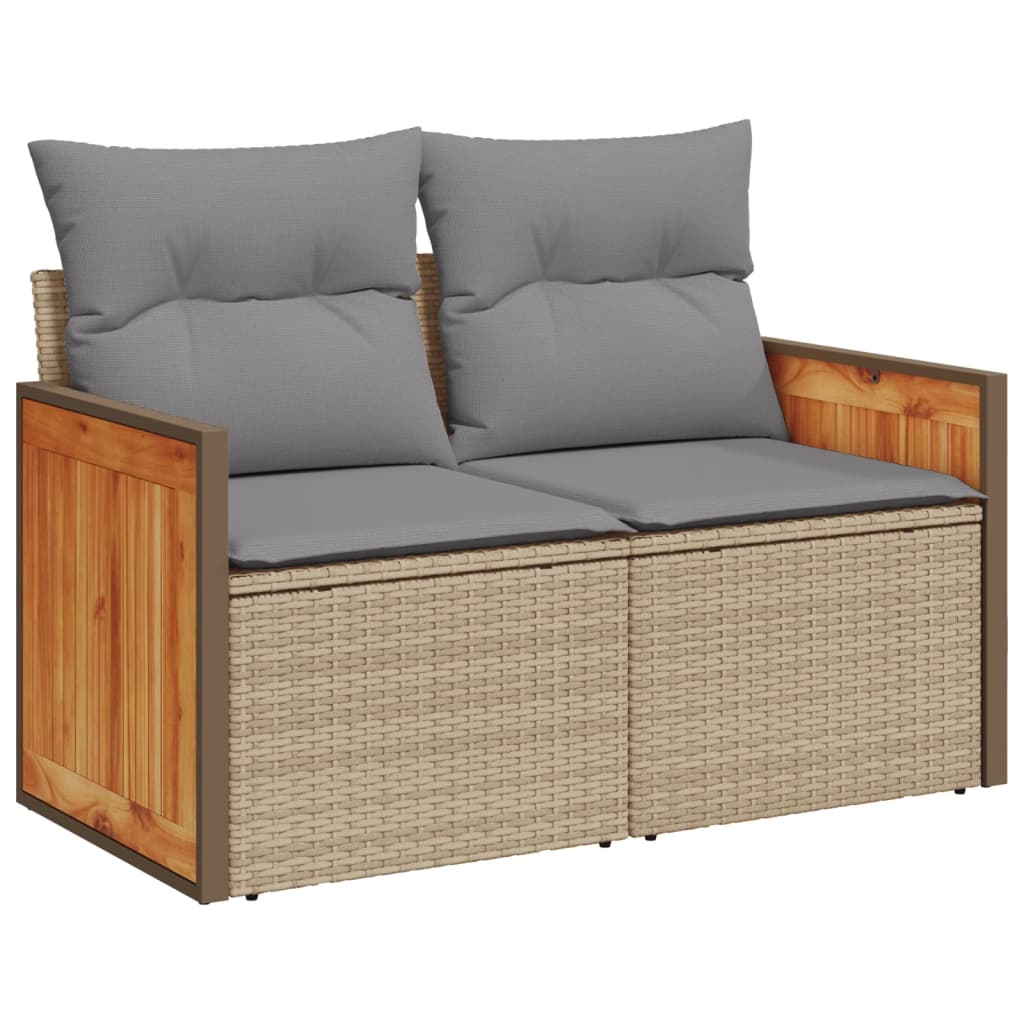 Set De Sofás De Jardín 11pzas Con Cojines Ratán Sintético Beige / Vetonek_1
