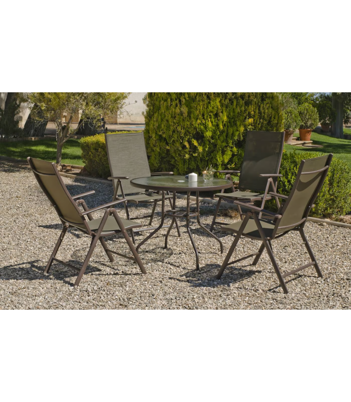 Pack De 4 Sillones O Tumbonas Plegables Acero/textilen Macao-5 Bronce_2