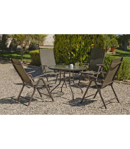 Pack De 4 Sillones O Tumbonas Plegables Acero/textilen Macao-5 Bronce_2