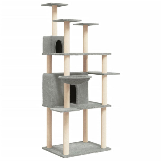 Vidaxl Rascador Para Gatos Con Postes De Sisal Gris Claro 166 Cm_0