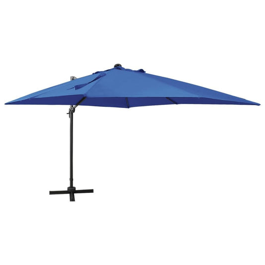 Vidaxl Sombrilla Jardín Voladiza Palo Y Luces Led Azul Celeste 300 Cm_0