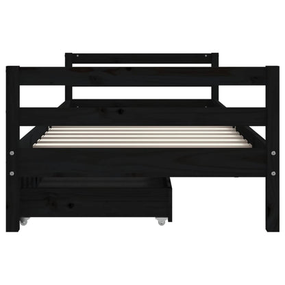 Vidaxl Estructura Cama Infantil Y Cajones Madera Pino Negro 90x190 Cm_4