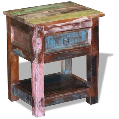 Mesa Auxiliar Con 1 Cajón Madera Maciza Reciclada 43x33x51 Cm_1