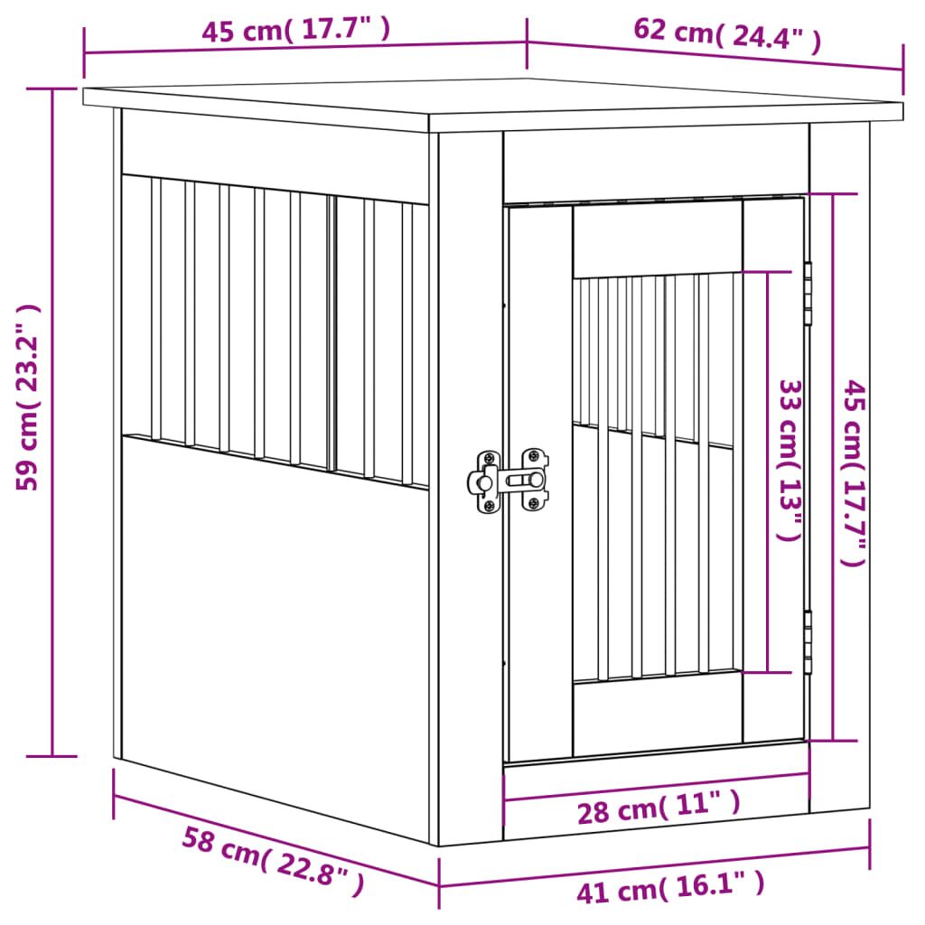 Vidaxl Jaula Para Perros Madera De Ingeniería Roble Marrón 45x62x59 Cm_2