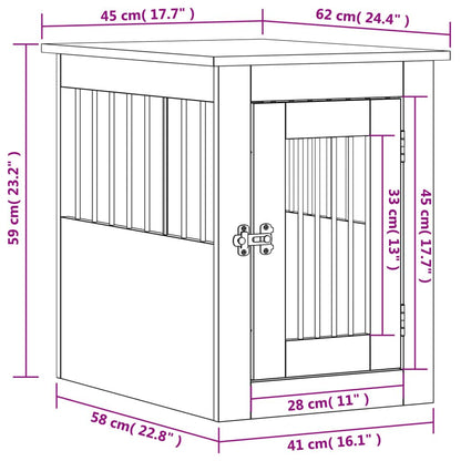 Vidaxl Jaula Para Perros Madera De Ingeniería Roble Marrón 45x62x59 Cm_2