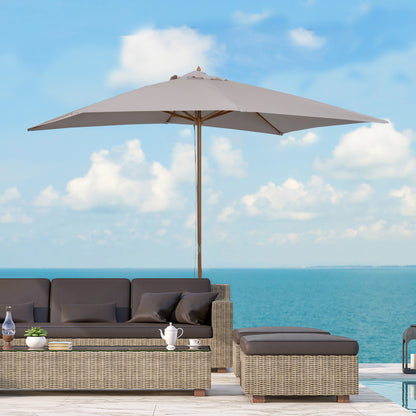 Outsunny Sombrilla Jardín 3x2 M Con Mástil De Madera Y Sistema De Polea Gris_1