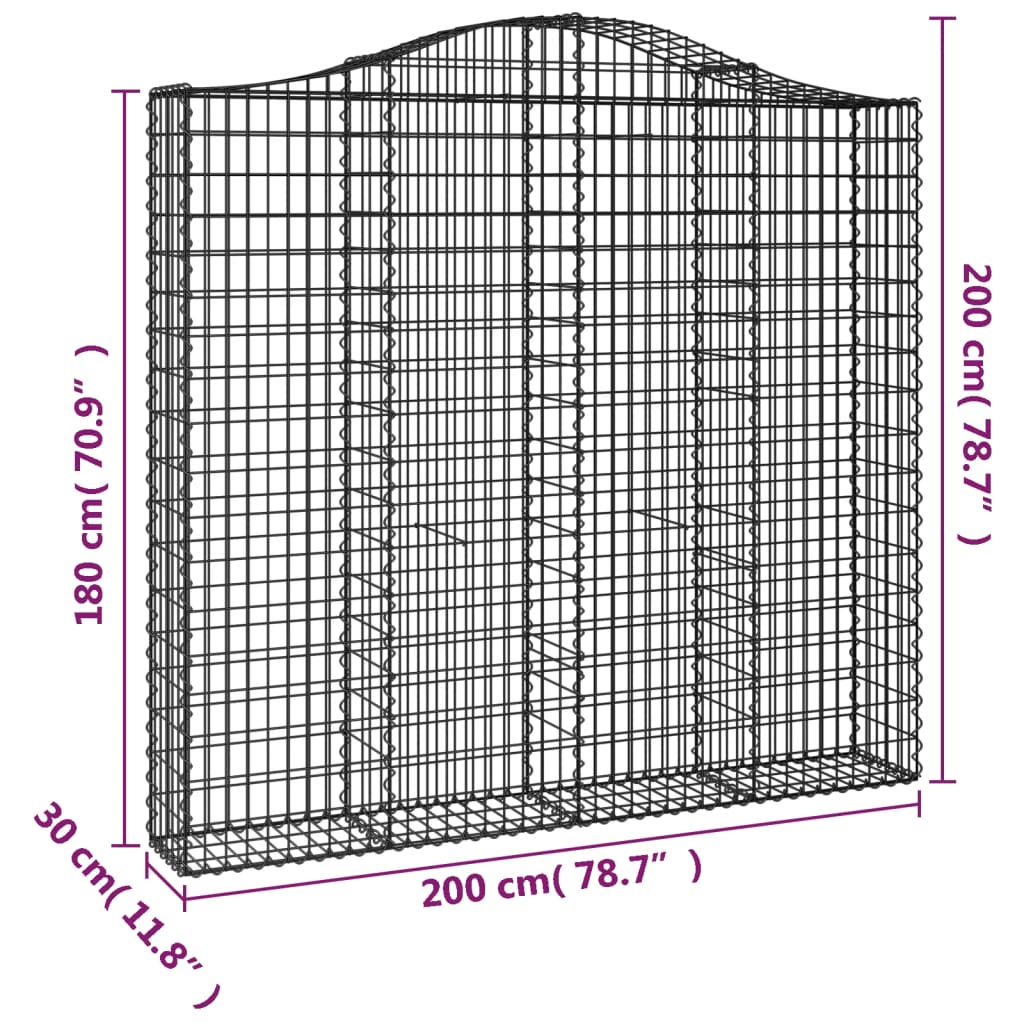 Cestas De Gaviones 2 Uds Forma De Arco Hierro 200x30x180/200 Cm_5