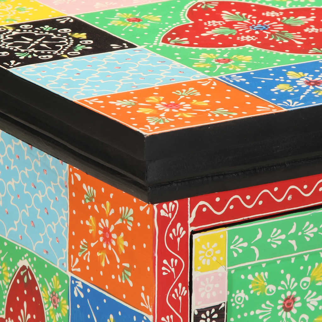 Mesilla De Noche Multicolor 40x35x45 Cm Madera Maciza Mango_4