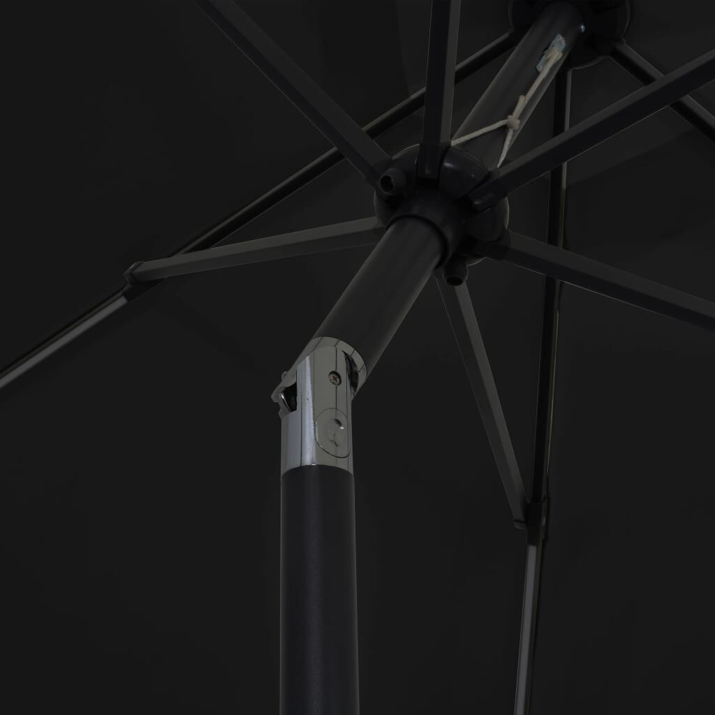 Vidaxl Sombrilla De Jardín Con Luces Led Palo De Aluminio Negra 300 Cm_4