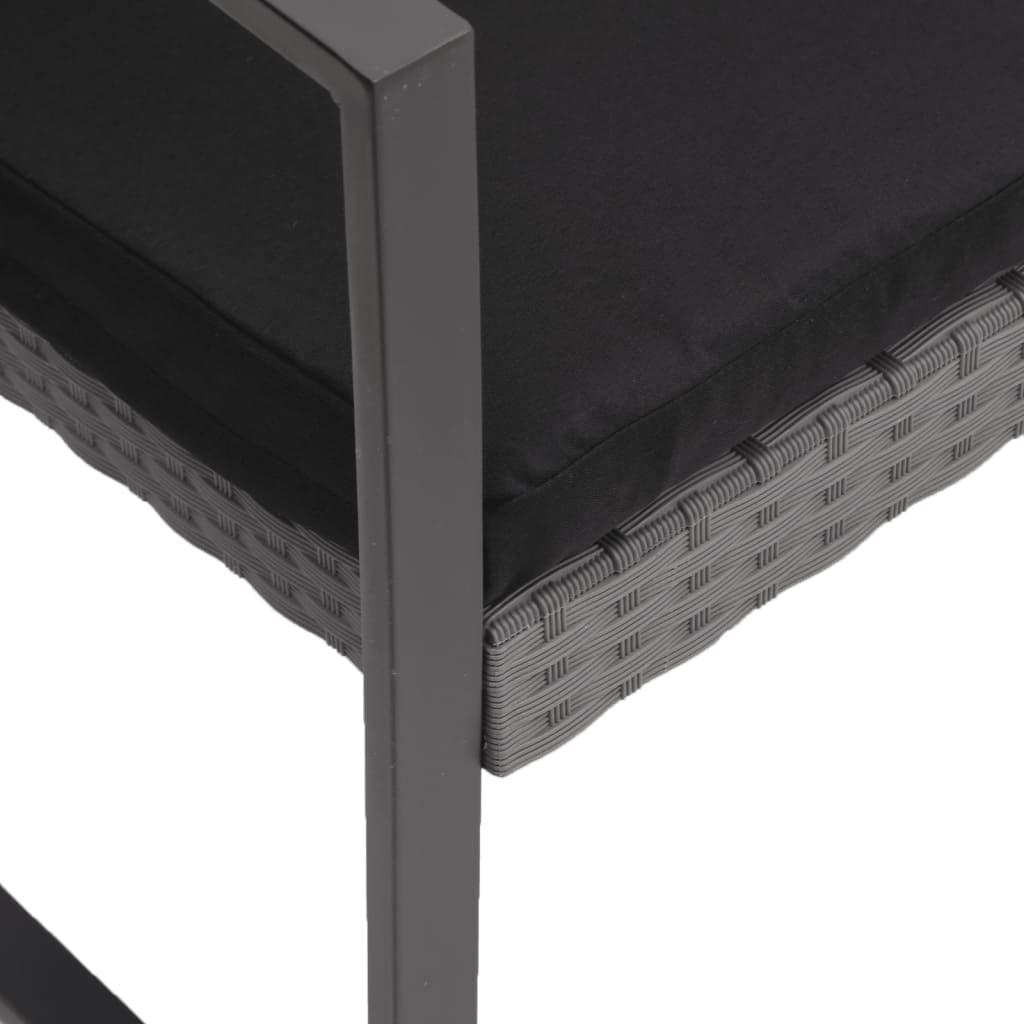 Vidaxl Banco Jardín 3 Plazas Cojines Pp Aspecto De Ratán Gris Oscuro_4