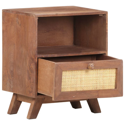 Mesita De Noche De Madera Maciza De Mango 40x30x50 Cm_2