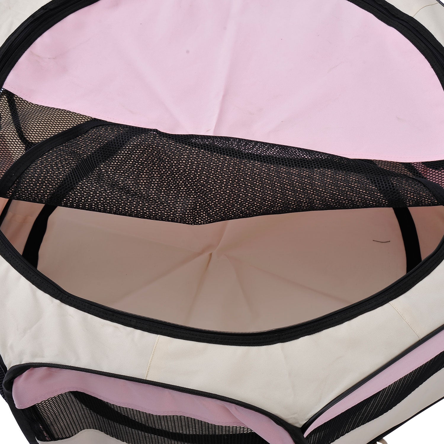 Pawhut Parque Para Mascotas Plegable 90x90x41cm Impermeable De Tela Oxford Rosa_4