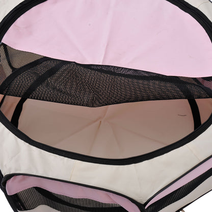 Pawhut Parque Para Mascotas Plegable 90x90x41cm Impermeable De Tela Oxford Rosa_4