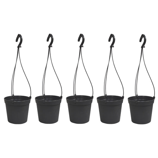 5 Macetas Cilíndricas Ø 10 Cm Con Ganchos, De Polipropileno Antracita_0