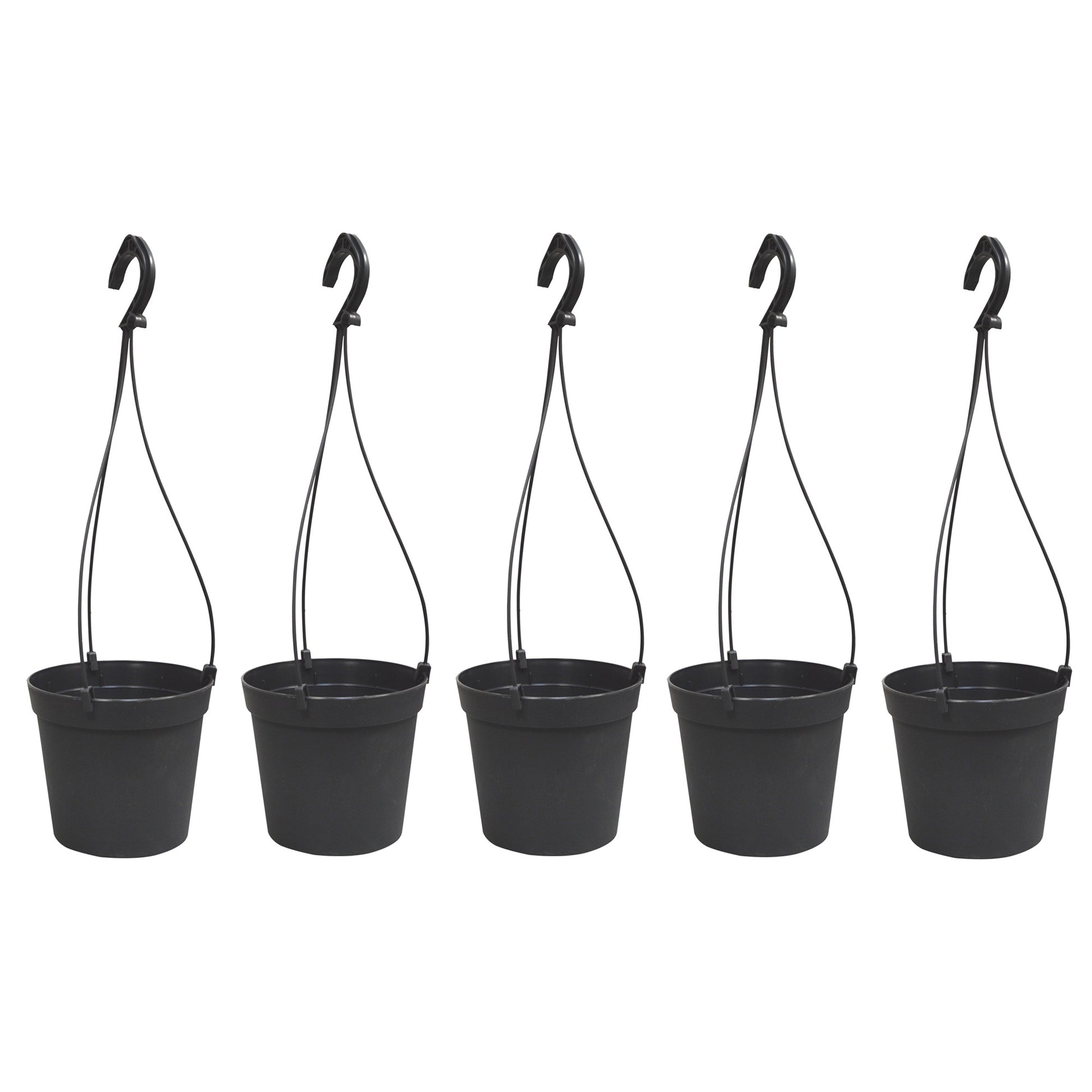 5 Macetas Cilíndricas Ø 10 Cm Con Ganchos, De Polipropileno Antracita
