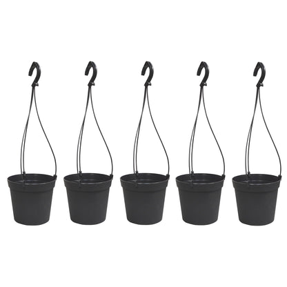5 Macetas Cilíndricas Ø 10 Cm Con Ganchos, De Polipropileno Antracita