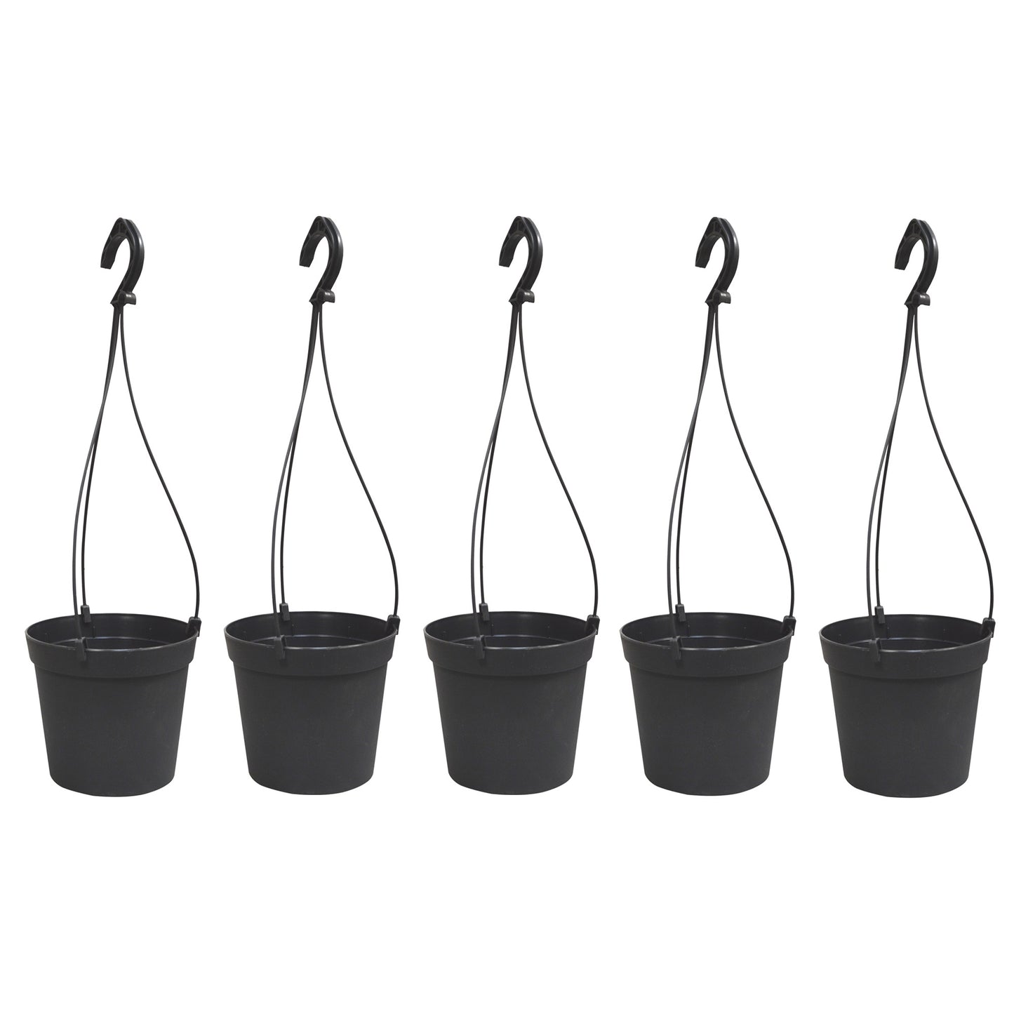 5 Macetas Cilíndricas Ø 10 Cm Con Ganchos, De Polipropileno Antracita_0