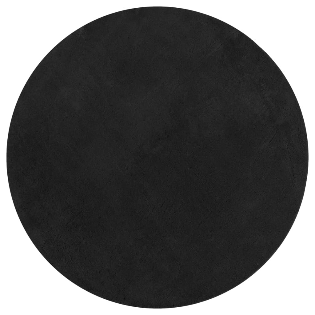 Vidaxl Alfombra De Pelo Corto Suave Lavable Huarte Negro Ø 80 Cm_0
