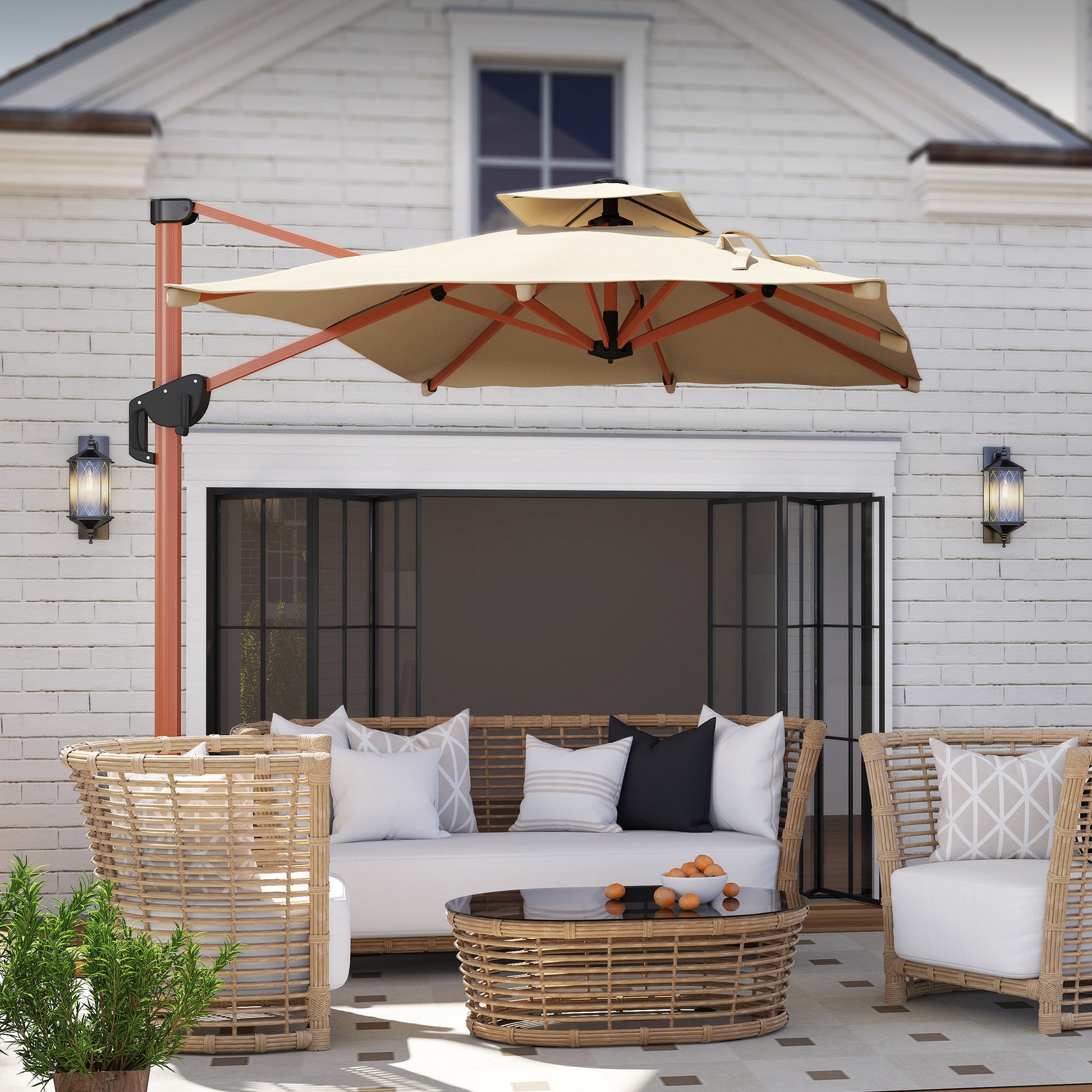 Outsunny Sombrilla De Jardín 300x198x252 Cm Con Manivela Inclinación Ajustable_3