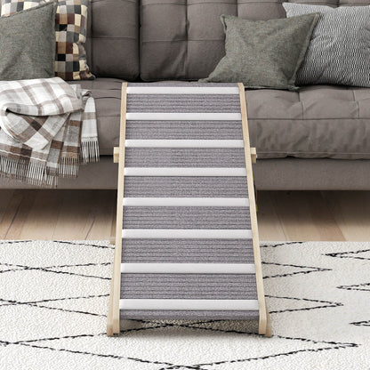 Pawhut Rampa Para Perros De Madera Plegable Altura Ajustable 41-60 Cm 120x50 Cm_4