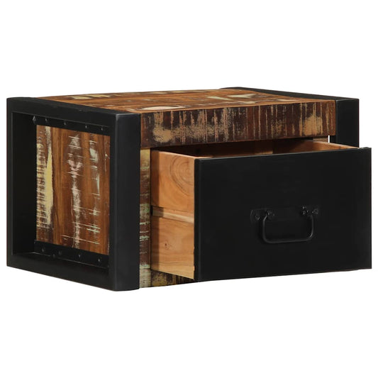 Mesilla De Noche Multicolor 40x35x25 Cm Madera Maciza Reciclada_0