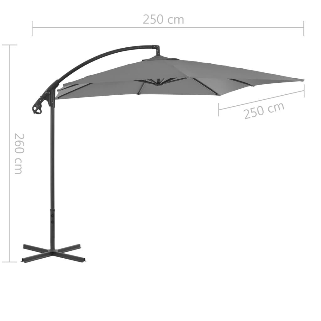 Vidaxl Sombrilla De Jardín Voladiza Palo De Acero Antracita 250x250 Cm_2