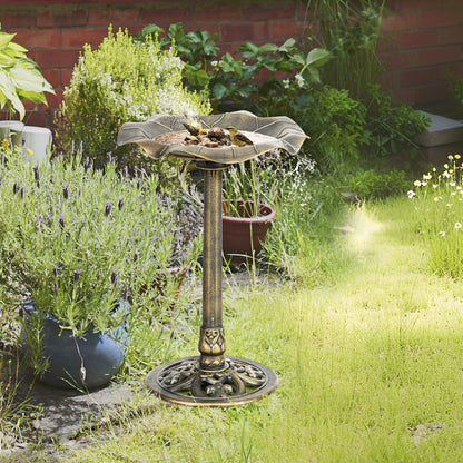 Outsunny Baño Para Pájaros De Jardín Exterior Con Diseño Hoja De Loto Bronce_1