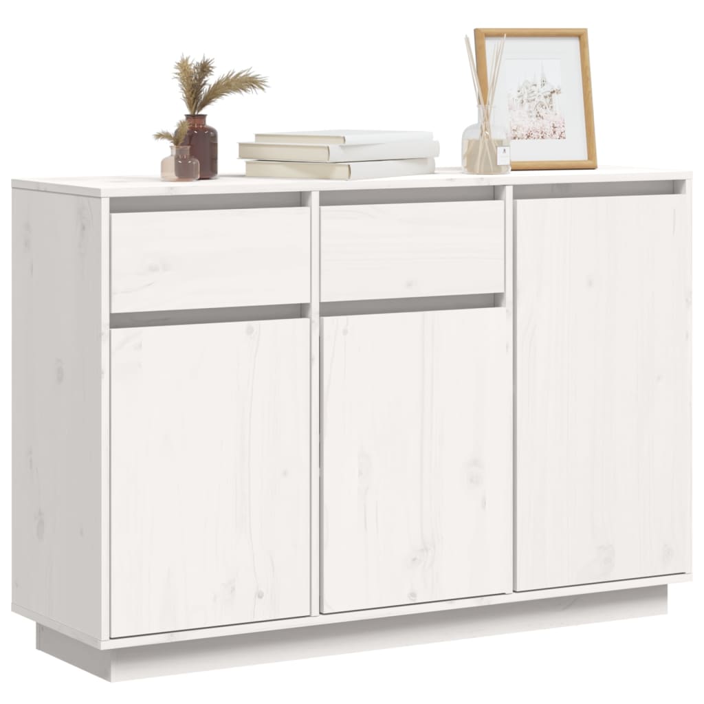 Aparador De Madera Maciza De Pino Blanco 110x34x75 Cm_2
