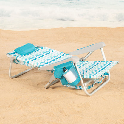 Aktive Silla Playa Plegable Reclinable 5 Posiciones, Aluminio Y Acero, Bolsillo Lateral Y Cojín_2